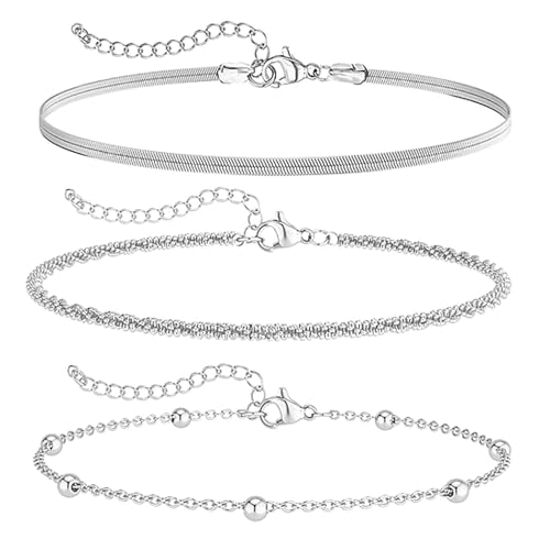 ZXTGBQ 3 Piezas Plata Pulser apara Mujer Set de Aleación Apilable Plata Minimalista, Ajustables Impermeable estilo bohemio Joyas para Mujer