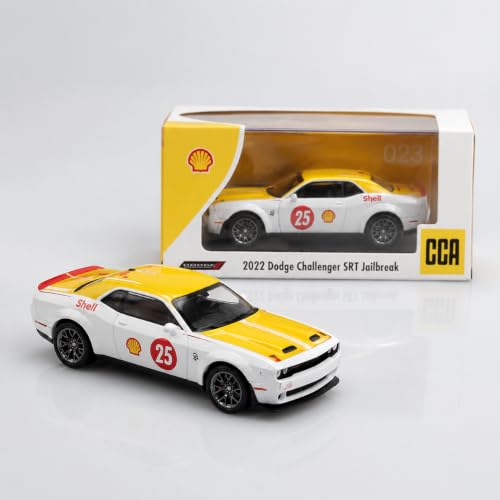 Image of Wizplex CCA 2022 Dodge Challenger SRT Jailbreak Shell 1:64 Officially Licensed Premium Die Cast Car in Acrylic Display Case - Openable Doors, Collectible Muscle Coupe for Collectors & Kids 3+