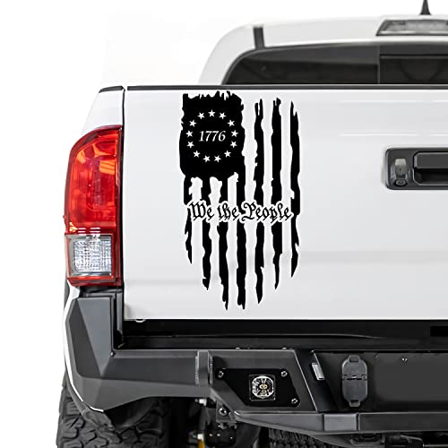 Image of Black We The People American Flag Truck Decal,Truck Tailgate Vinyl Decal,Car Decal for Men,American Flag for Computer,Truck,Car,Wall(16x9in)