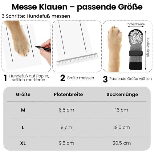 Apoway 4 Stück rutschfeste Hundesocken Anti Rutsch, Pfotenschutz Hund wasserdicht mit verstellbaren Riemen und zweiseitiges Silikon, Antirutschsocken Hund für Kratzern/Hitze/Kälte/Leckschutz, XL