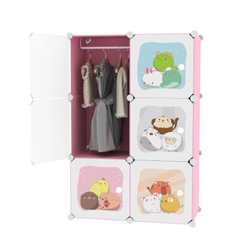Image of 6 Door Plastic Wardrobe for Kids - Cupboard for Clothes Storage Rack, Almirah for Clothes, Baby Collapsible Wardrobe, Multi-Purpose Kids Storage Organizer for Books,Toy