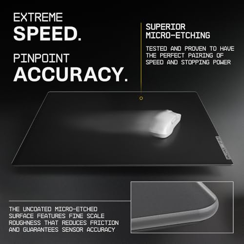 Wallhack 4.0 Glass Gaming MousePad - Professional Esport Mouse Mat with Specialty Surface for Top Speed and Control, Large Tempered Glasspad with Full Silicone Base - (SkyPAD Black,XL 16.92" x 19.29")