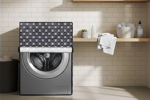Image of Stylista Washing Machine Cover Compatible for Front Load Bosch WAK20166IN 6.5Kg Traditional Checkered Pattern Grey