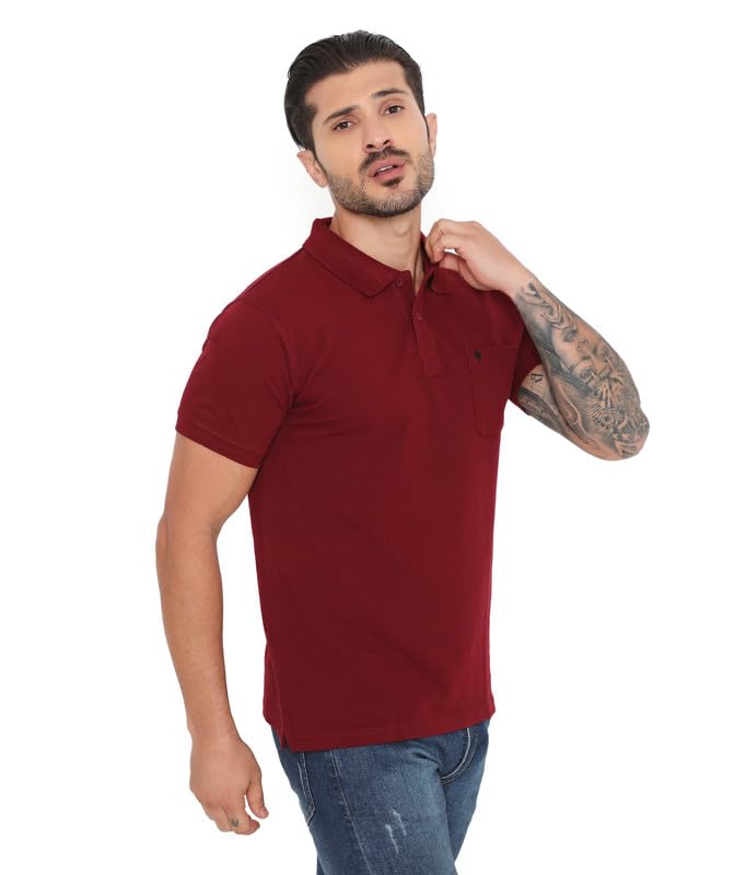 Image of VIP Cotton Rich Fabric Pique Knit Polo Collar T-Shirt Combo Set for Mens with Pockets