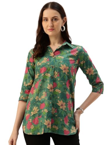 Image of feranoid Classic Collared Cotton Shirt with 3 /4 Sleeve for a Timeless Casual Look