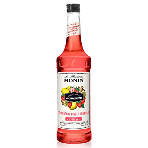 Monin - HomeCrafted Strawberry Ginger Lemonade Cocktail Mixer, Ready-to-Use Drink Mix, Refreshingly Sweet & Tart Flavor, Just Add Vodka, Perfect for Cocktails & Iced & Frozen Beverages (750 ml)