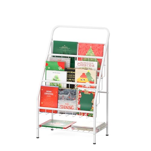 JAQ Kids Bookshelf, 4-Tier Metal Sling Kid Display...