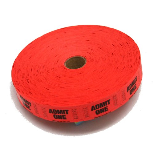EDUCATES Red Admit One Ticket Roll : roll of 2000