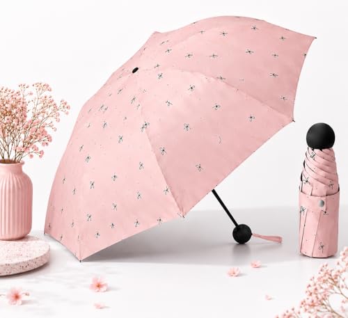 Image of Owme UV Umbrella for Women, Mini Folding Portable 2-Fold Umbrellas | Manually Open & Close for Rain and Sun Protection, Anti-Slip Handle | Windproof Umbrlla | Chata for Rain for Men -