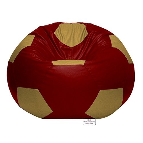 Image of RnS Rest 'n' Sleep - Bean Bag Football Chair Filled with Beans for Living Room, Bed Room for Relaxing, with 1 Year Warranty (Ivory /Maroon, XXXL)