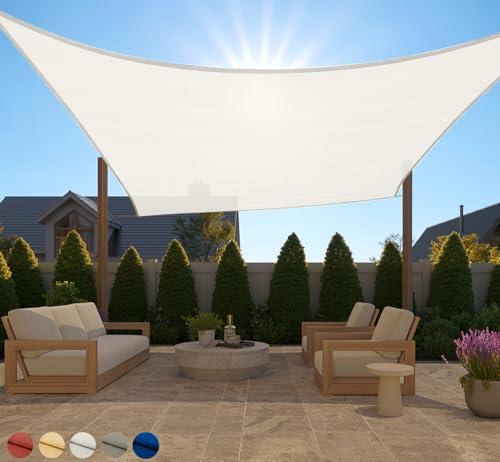 GORILLA GRIP Heavy Duty Sun Shade Sail for Outdoor Patio, 12x12 FT, Ivory