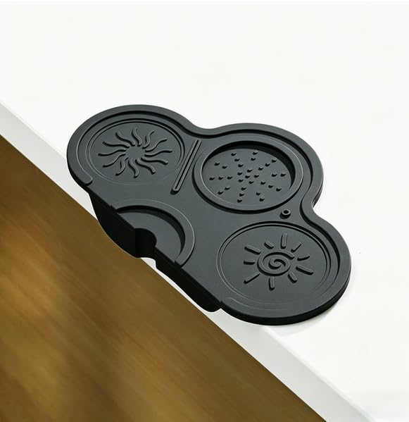 supvox® silicone coffee tamping mat corner edge espresso tamper pad black | 7mm thick non slip, coffee ground catcher, counter protection, easy clean, for home kitchen coffee shop