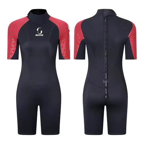 WYYHAA 3Mm Neoprene Short Sleeves Wetsuits, Back Zip Surf Suit Rash Guards Warm Diving Suit for Men, Women Snorkeling Scuba,Women1,S