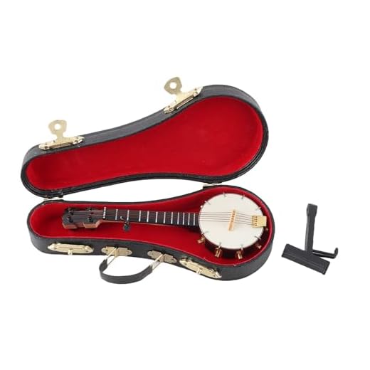 JKOKPMG Modelo de Banjo en Miniatura, Superficies más realistas, Accesorios para casa de muñecas con Soporte, Caja de Almacenamiento para Regalos, decoración de Juguetes