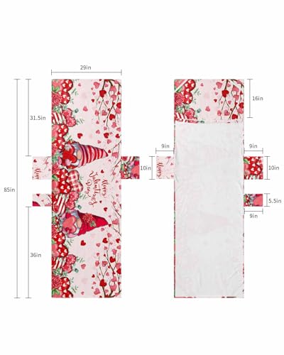 Valentines Gnomes Beach Lounge Chair Towel Cover, Soft Chaise Lounge Towel with Side Pockets Patio Pool Chairs Cover for Beach/Pool Sunbathing 29x85 Red Love Heart Tree Floral Pink