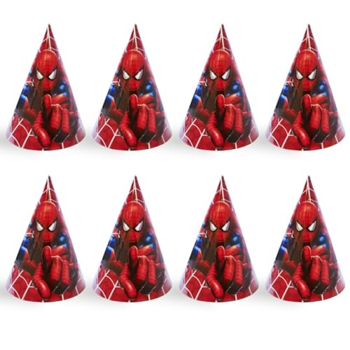Image of Wanna Party Superhero Inspired Paper Hats for Kids Set of 8 |Comic Style Character Hats for Superhero Theme Parties