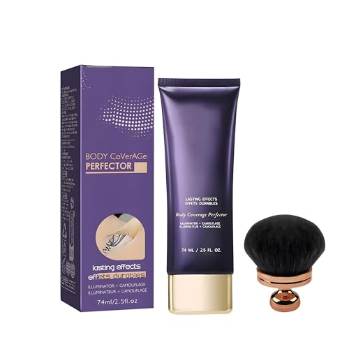Perfeccionador Corporal con Brocha de Maquillaje, Corrector de Piernas Impermeable y Resistente al Sudor, Textura Cremosa Disimula Manchas, Unifica el Tono de la Piel