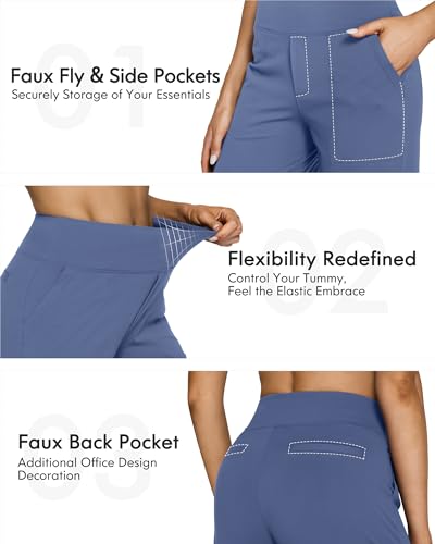 Image of G4Free EverGoing Yoga Pants Women Wide Leg Pants with Pockets High Waist Stretch Dress Casual Sweatpants Petite /Regular /Tall