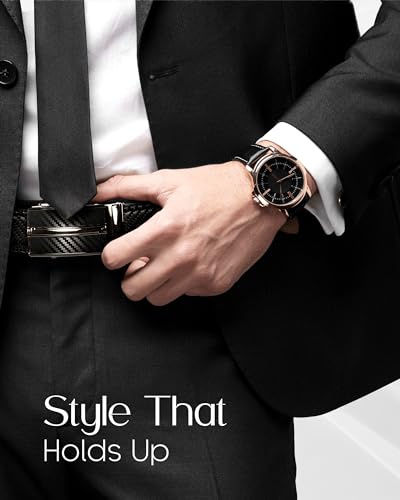 Access Denied Leather Ratchet Belts For Men - Mens Belt With Automatic Sliding Buckle For Suits, Jeans - Gifts For Men3