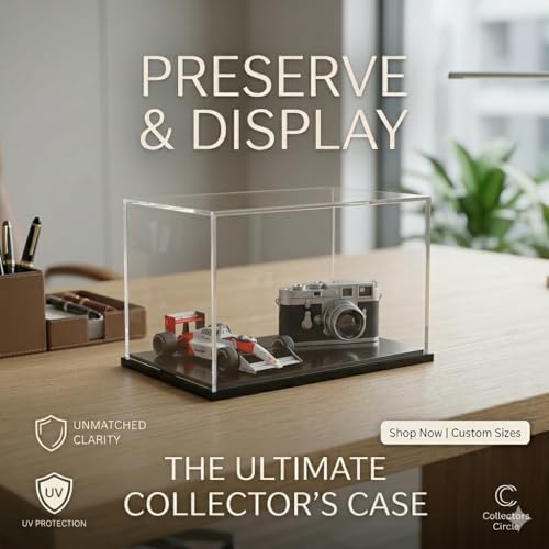 Image of Clear Acrylic Display Box with Black Base, Transparent Showcase Case for Collectibles and Figurines