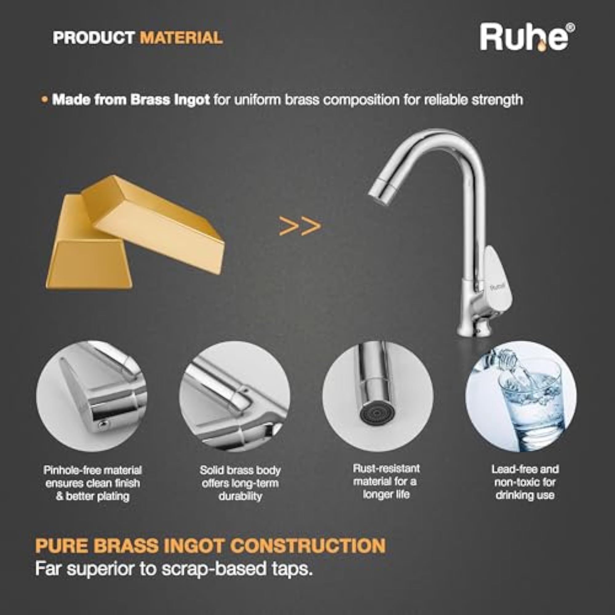Brass Swan Neck Faucet with Swivel Spout for Kitchen & Bathroom
