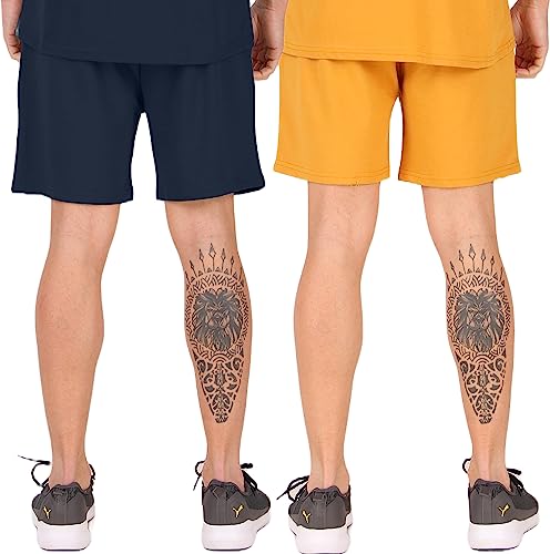 Image of London Hills Shorts Pant for Men Cotton Blend with Side Pockets | Shorts for Men | Half Pant for Man | Shorts' for Mens Stylish | Gym Short's for Man Workout | Boxer Shor'ts for Man's | Green, Navy