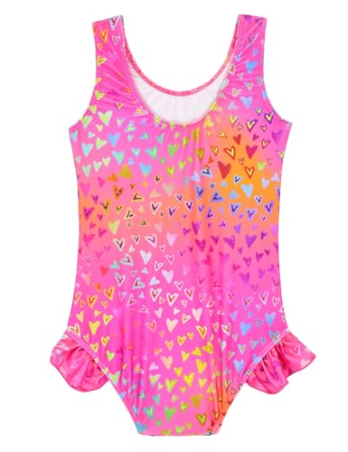 Image of Snowheart Girls Bathing Suit Toddler Swimsuit Girl Hawaiian Floral Ruffle One-Piece Breathable Swimwear 4-10T
