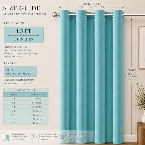 Image of Velvet Curtains | Heavy Soft Premium Velvet Drapes for Bedroom and Living Room | Light Blocking, Thermal Insulated and Noise Reducing Window Panels | 5 Feet, Set of 2 (Turquoise Blue)