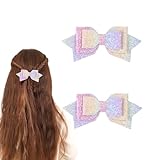 2 pinzas para el pelo con purpurina, 5 pulgadas, multicolor brillante arco iris para niñas, adolescentes, niños pequeños, lindas horquillas para fiestas, vacaciones, bodas, regalos de regreso a la