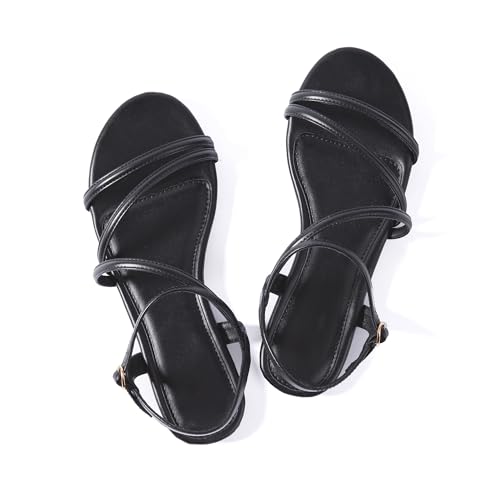 Image of Mtzyoa Women Flat Sandals Dressy Strappy Gladiator Summer Ankle Strap Nude Open Toe Comfortable Wedding Casual Leather Ladies Party Trendy Vacation
