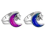 swqfzki 2 PCS Moon and Star Mood Rings Adjustable Color Changing Finger Ring for Women Girls