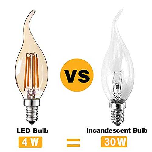 10 stuks C35 LED E14 kaars lamp 4 W, LED filament gloeilampen, amber glas, warm wit 2700 K, 300 lm, vervangt gloeilampen… - Afbeelding 4