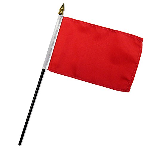 Quality Standard Flags One Dozen Red Stick Flag, 4 by 6