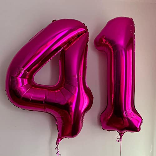 Image of 40 Inch Hot Pink 40 Number Balloons Giant Jumbo Huge 40 Foil Mylar Helium Number Digital Balloons Dark Pink Birthday Mylar Digital Balloons 40th Birthday Party 40th Anniversary Events Party