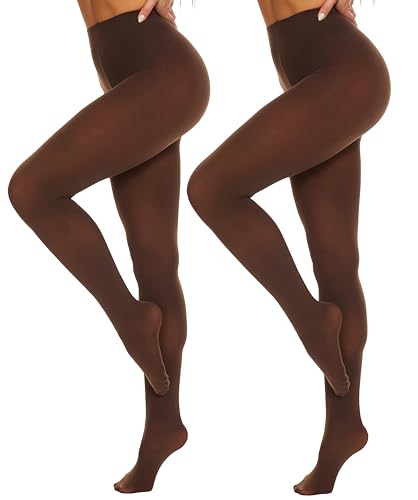Image of DUCMODA Womens 80 Denier Opaque Tights, Women's Soft Solid Color Footed Pantyhose, High Waist Stocking with 30+ Colors