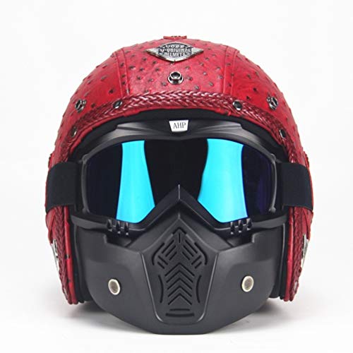 MXYMC Casque Jet 3/4 Moto Casque Moto Jet Cafe Racer Homologué ECE 22-05 Visière Scooter Universel pour Toutes Les Saisons, Adapté à La Conduite en...