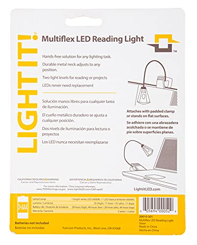 Light It! By Fulcrum, 20010-301 Multiflex Led Reading Light, Silver, Single Pack #TOP7