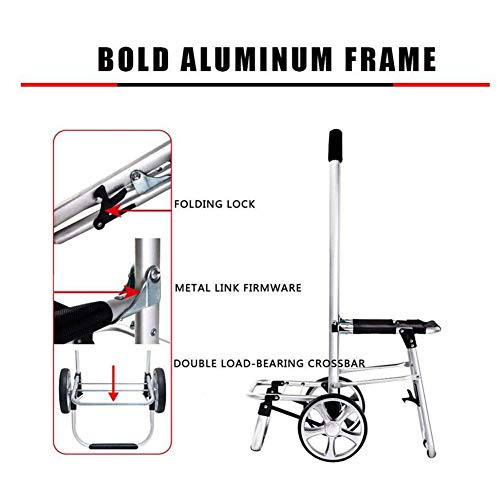 NanXi Einkaufstrolley in dunkel blau mit Kühlfach - Großer Trolley klappbar mit großen Rädern bis belastbar Einkaufstrolley mit,Braun – Bild 7