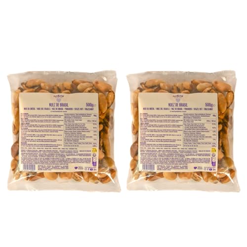 Nueces de Brasil Peladas nut&me 1 kg | 100% Natural | Rico en fibra | Sin Gluten | Vegano | Sin conservantes | Snack sano | Coquitos | Pack 2 x 500gr