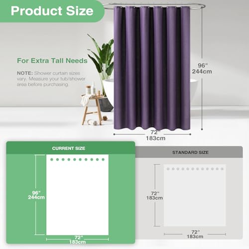 Rideau de douche extra long 183x243 cm gaufré violet - 3