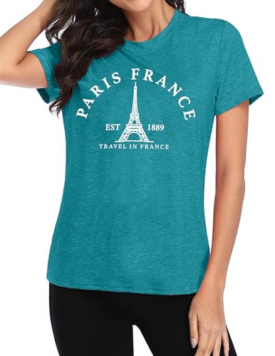Image of Paris France Shirt Women Eiffel Tower T Shirt Travel in France Tshirts Vacation Tees Paris Tops
