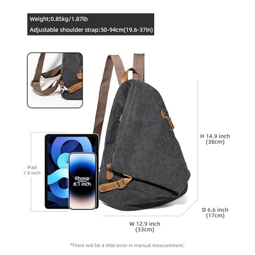 Image of KL928 Canvas Vintage Backpack - Large Casual Daypack Outdoor Travel Rucksack Hiking Backpacks for Men Women