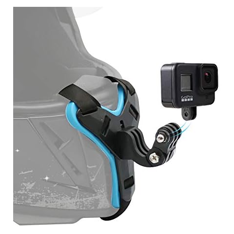 SUREWO Motorcycle Helmet Chin Strap Mount for Go Pro Hero 11/10/9/8/7/(2018)/6/5 Black,DJI Osmo Action 3/2,Insta360 ONE R,AKASO/Campark/YI and More Cover