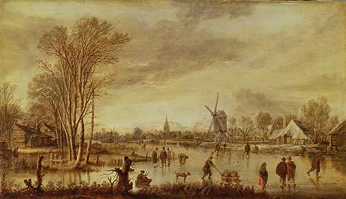Toile rivière en hiver Aert Van Der Neer tableau vintage déco couloir 60x90cm