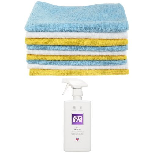 Amazon Basics Microfibre Cleaning Cloths Pack of 36 & Autoglym 500ml Fast Glass