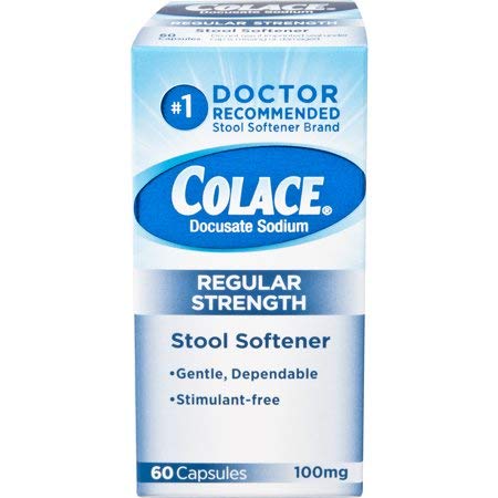 Colace Regular Strength Stool Softener 100 mg Capsules 60 Count Docusate Sodium Stool Softener for Gentle Dependable Relief