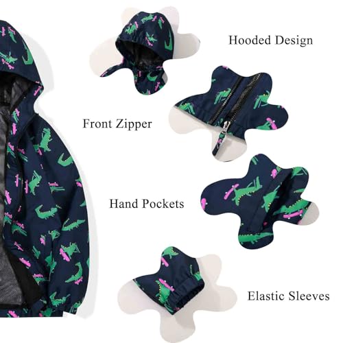 Image of SUNDAY ROSE Boys Windbreaker Jacket Hooded Lightweight Windroof Water-resistant Outdoor Coats for Kids