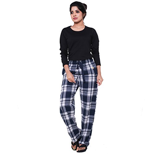 Image of Womens Multicolor Cotton Checkered Pyjama | Checks Pajama for women with Elastic & Drawstring Plus Size (S TO 8XL)