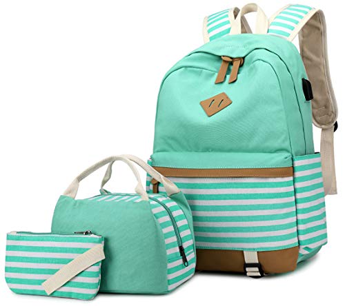 AM SeaBlue Damen Laptop-Rucksack für Schule, 15,6 Zoll (39,6 cm), Casual Travel College Canvas mit USB-Ladeanschluss