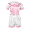 CHENZHANMAOYI Mannen Sissy Satin Lace Gympak Thong Bodysuit Male Doll kraag leuk Romper catsuit Jumpsuit volwassen Baby…